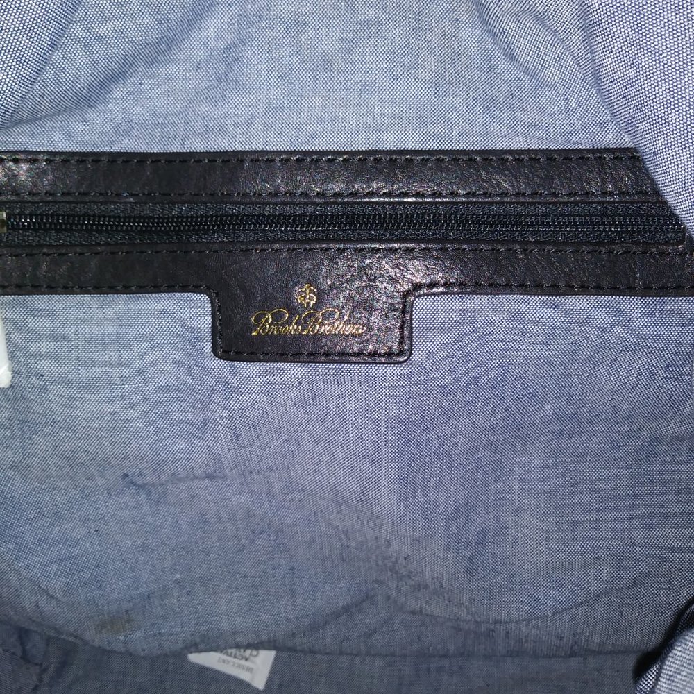Brook Brothers Leather Black Tan Hobo Bag - Picture 13 of 16